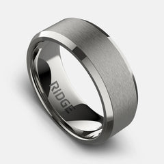 8mm Beveled Ring Set - Platinum - Tantalum