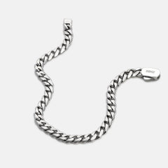 6mm Curb Bracelet - Platinum - Large