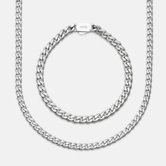 6mm Curb Bracelet - Platinum - Medium