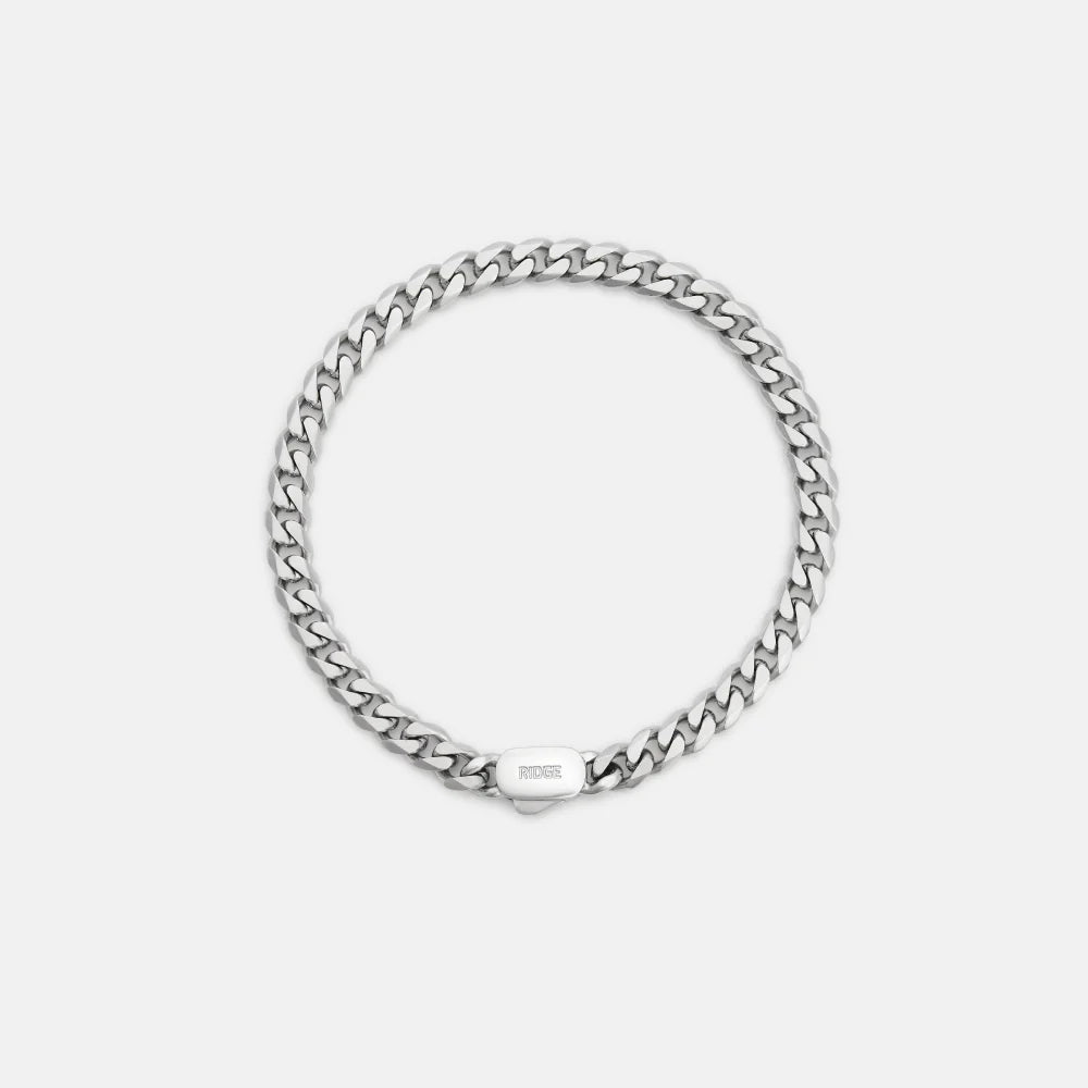 6mm Curb Bracelet - Platinum - Medium