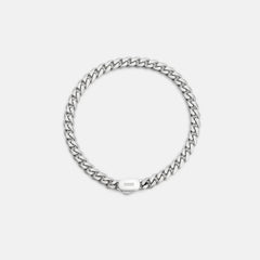 6mm Curb Bracelet - Platinum - Large
